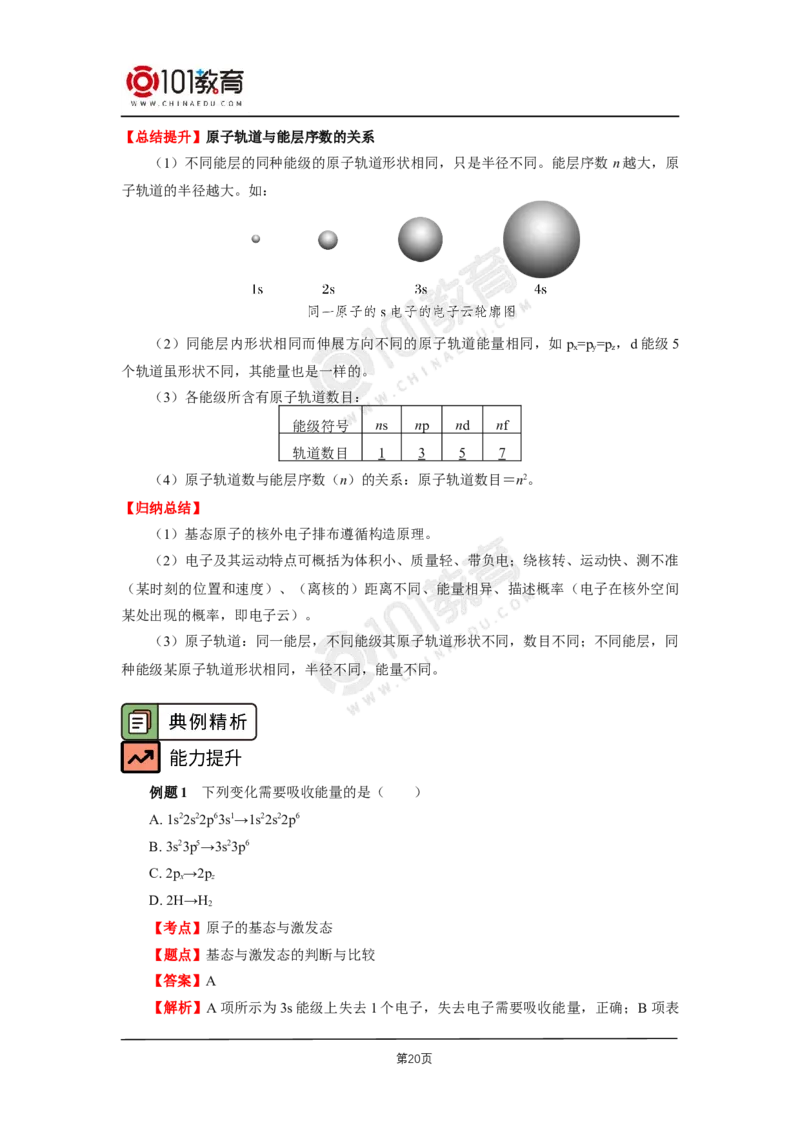 001选择性必修2第一章原子结构与性质第一节原子结构_新人教版高二化学选修一、二、三_新人教版高中化学选择性必修第二册_高二化学（选择性必修第二册）学案练习