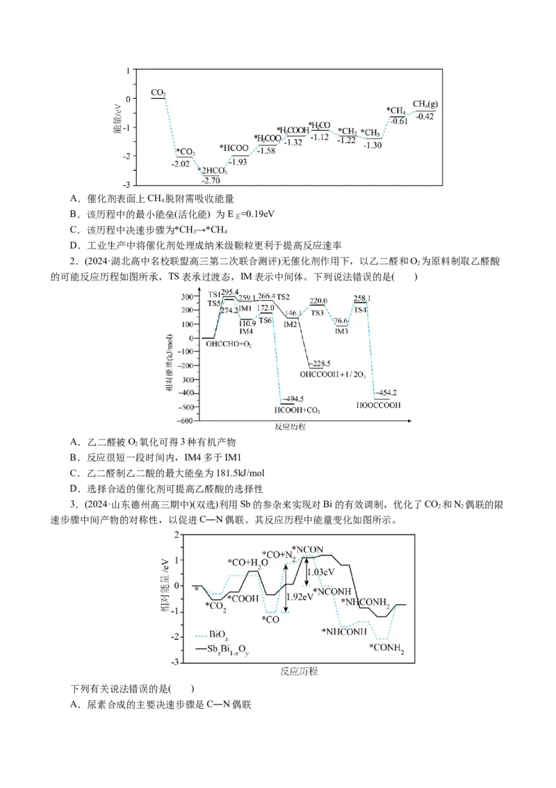 重难点突破反应机理的图象分析与应用（原卷版)_05高考化学_2024年新高考资料_2.2024二轮复习_2024年高考化学二轮复习讲练测（新教材新高考）