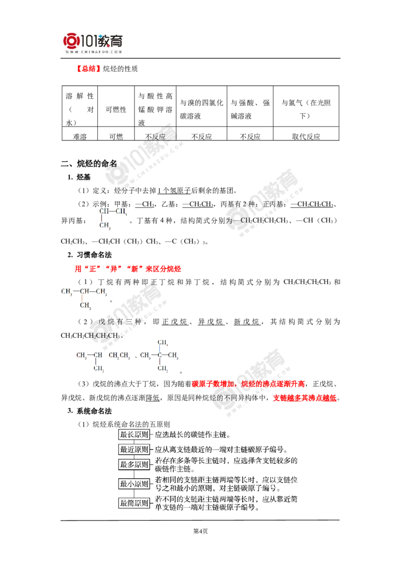 选择性必修3第二章烃第一节烷烃_新人教版高二化学选修一、二、三_新人教版高中化学选择性必修第三册_高二化学（选择性必修第三册）学案练习