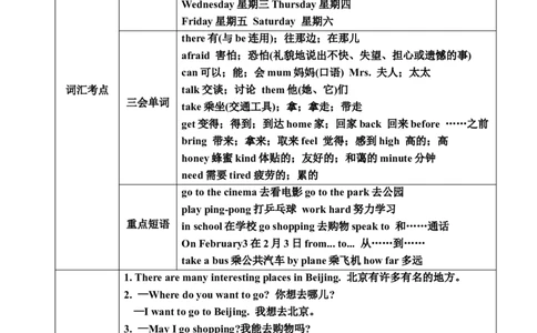 Unit3_《小学各科知识点》_小学英语《知识梳理》3-6年级上下册_上册_冀教版（三起）小学英语3-6年级上册_五上