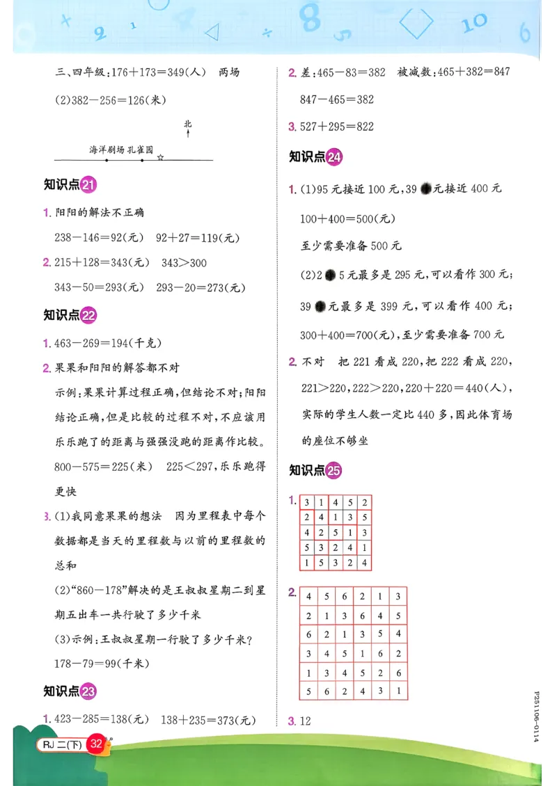 二下创新情景题应用阳光同学26春人教_26春人教版数学三下_09、练习题+试卷合集_-26春《计算小达人》_26春《阳光同学计算小达人》人教2下