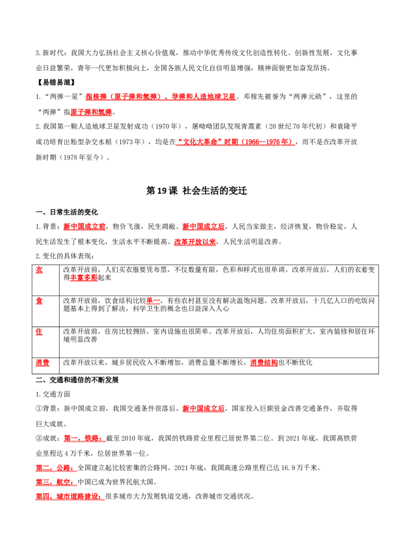（知识清单）第六单元科技文化与社会生活-_新八下历史_00、更新资料3月23日_第二套(4)_单元知识复习专项-U89_2024版