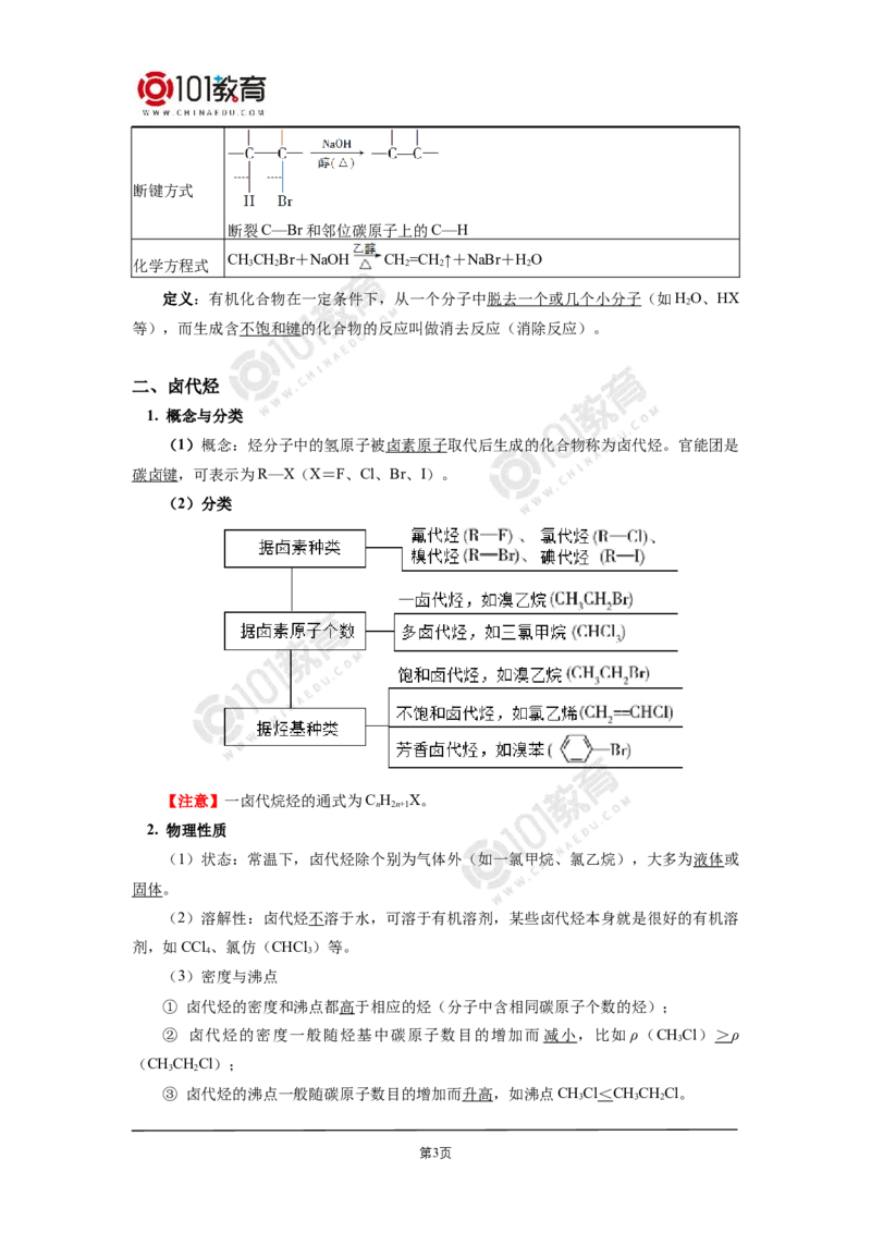 选择性必修3第三章烃的衍生物第一节卤代烃_新人教版高二化学选修一、二、三_新人教版高中化学选择性必修第三册_高二化学（选择性必修第三册）学案练习
