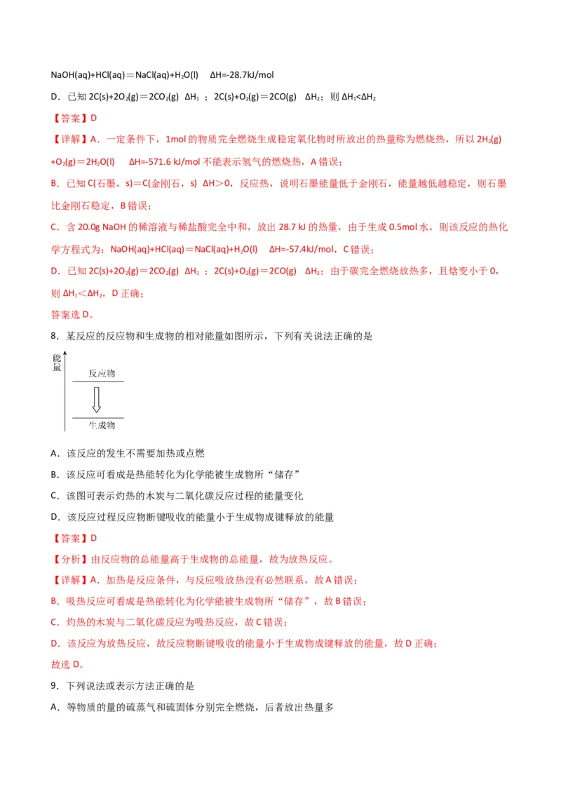考点巩固卷07化学反应与能量-2024年高考化学一轮复习考点通关卷（新高考通用）（解析版）_05高考化学_2024年新高考资料_1.2024一轮复习_2024年高考化学一轮复习考点通关卷（新高考通用）