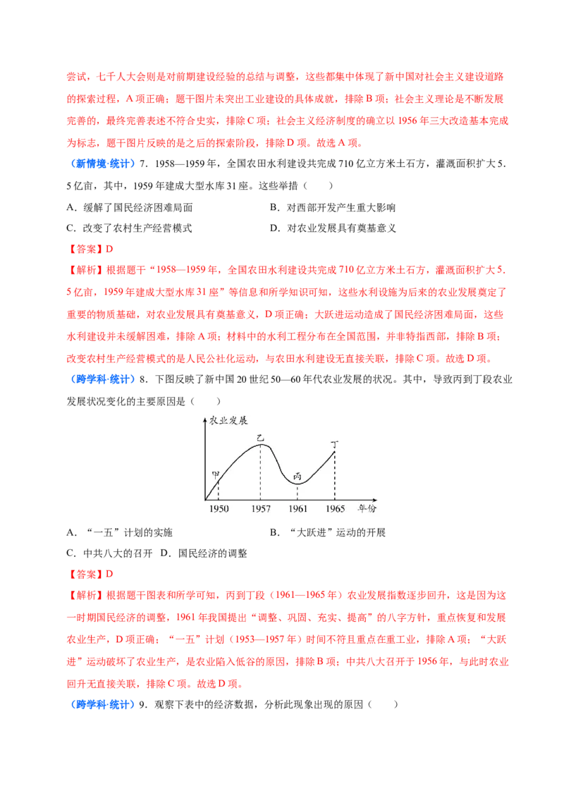 第5课艰辛探索与曲折发展（大单元课时检测）（解析版）_新八下历史_00、更新资料3月23日_第二套(4)_大单元教学课件+教学设计-U40_2026版_第二单元社会主义建设道路的探索