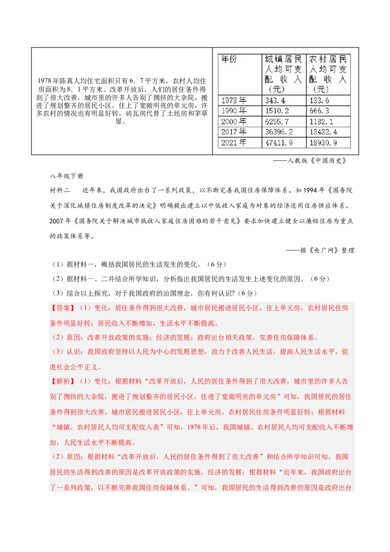 第六单元科技文化与社会生活（单元检测卷）（教师版）_新八下历史_19、赠送其它资料_旧版(1)_单元知识复习专项-U89_2025版