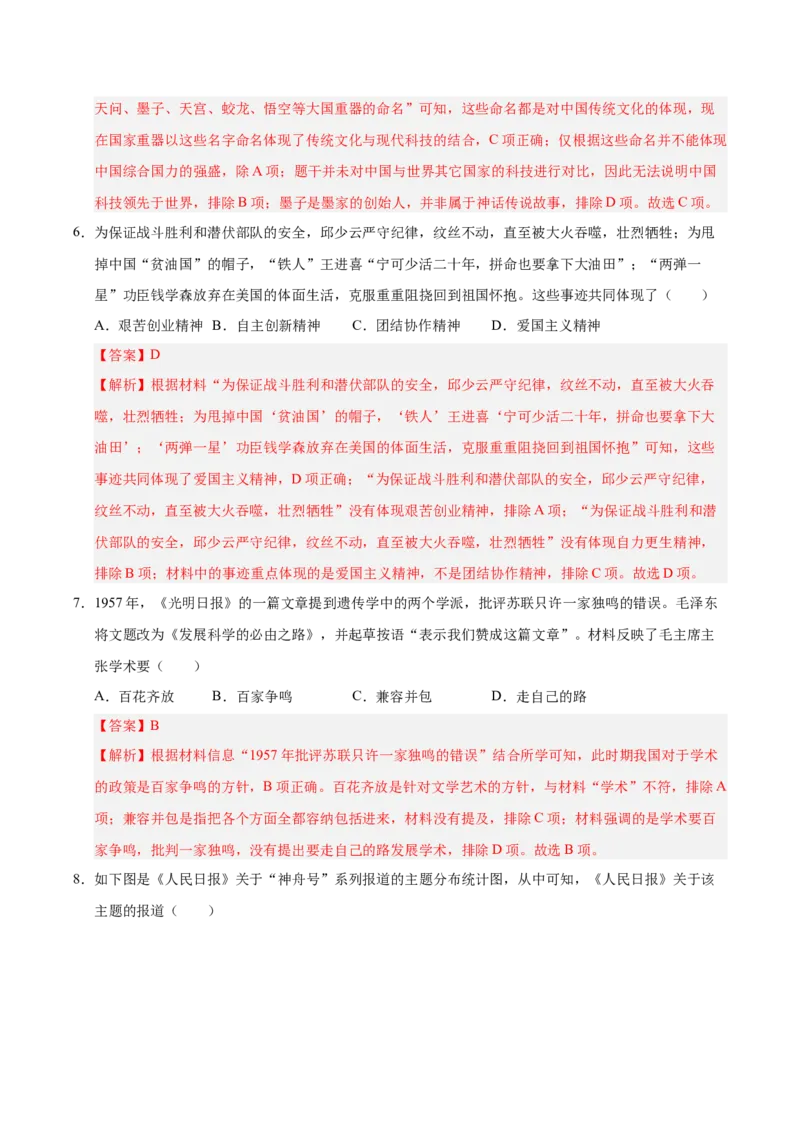 第六单元科技文化与社会生活（单元检测卷）（教师版）_新八下历史_19、赠送其它资料_旧版(1)_单元知识复习专项-U89_2025版