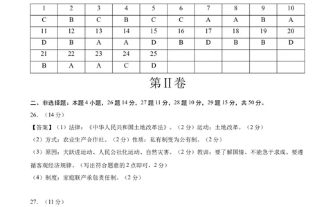 八年级历史期末模拟卷（参考答案）（云南专用）_新八下历史_19、赠送其它资料_旧版_07习题试卷8下历史_4、期末试卷
