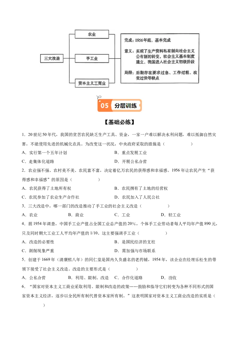 第5课三大改造（学生版）_新八下历史_00、更新资料3月23日_第二套(4)_同步讲义-U15_2025版