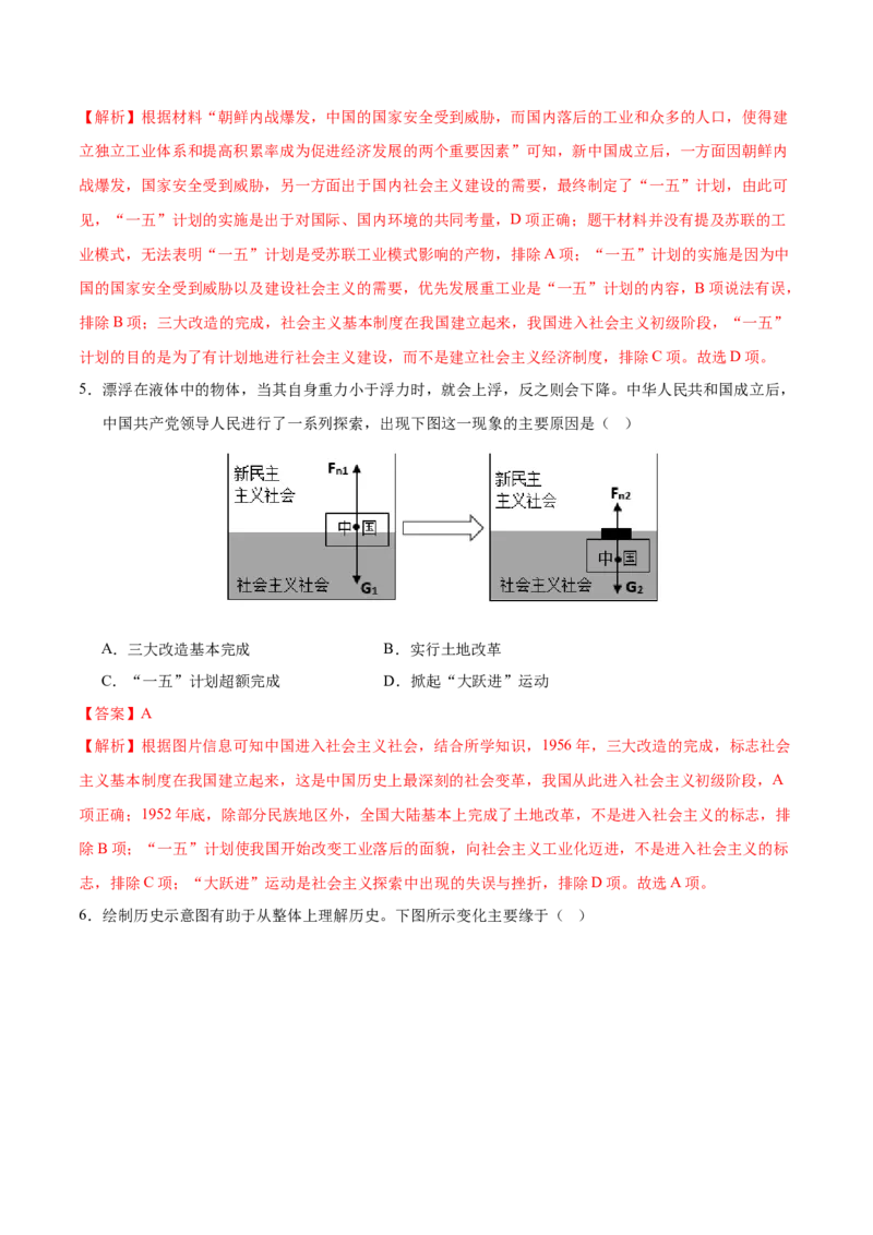八年级历史期末模拟卷（全解全析）（长沙专用）_新八下历史_19、赠送其它资料_旧版_07习题试卷8下历史_4、期末试卷