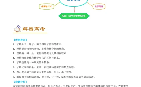 解密01物质分类STSE化学用语（讲义）-高频考点解密2023年高考化学二轮复习讲义+分层训练（全国通用）（解析版）_05高考化学_通用版（老高考）复习资料_2023年复习资料_二轮复习