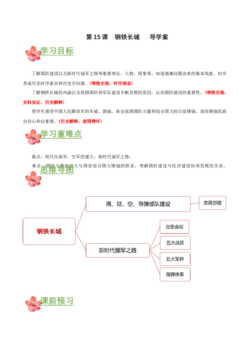 第15课钢铁长城（导学案）-（部编版）_新八下历史_00、更新资料3月23日_第二套(4)_导学案