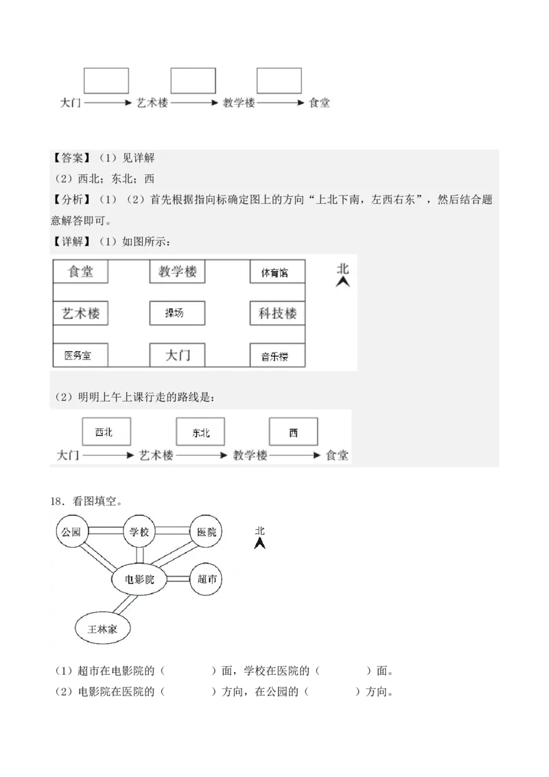 专项训练02：根据路线图确定物体的位置（教师版）-（人教版）_26春人教版数学三下_00、更新资料3月18日_单元复习专项-K48_2025版