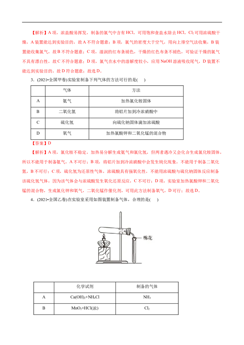 考点51物质的制备（解析版）_05高考化学_通用版（老高考）复习资料_2023年复习资料_一轮复习_备战2023年高考化学一轮复习考点帮（全国通用）