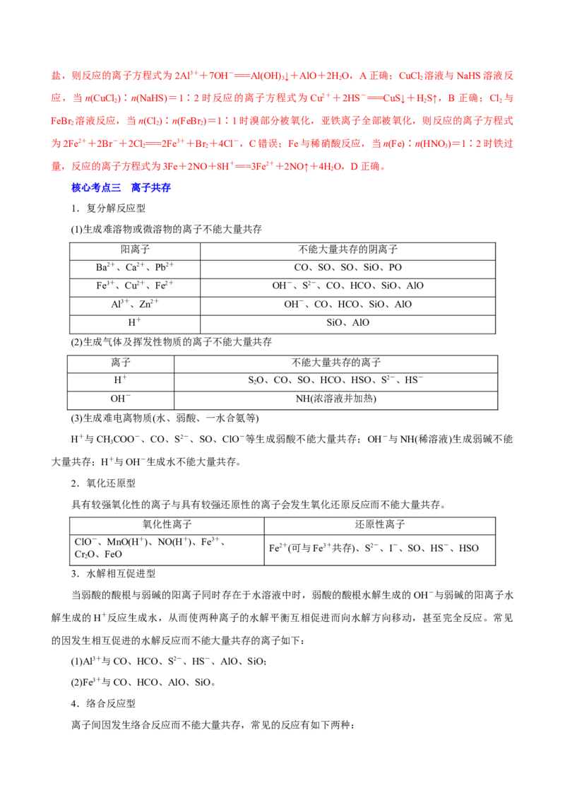 解密04离子反应（讲义）-高频考点解密2021年高考化学二轮复习讲义+分层训练（浙江专版）_05高考化学_新高考复习资料_2021新高考资料