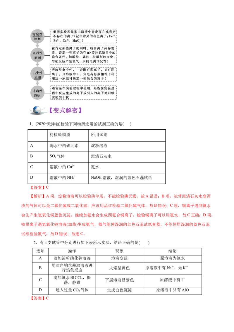 解密04离子反应（讲义）-高频考点解密2021年高考化学二轮复习讲义+分层训练（浙江专版）_05高考化学_新高考复习资料_2021新高考资料