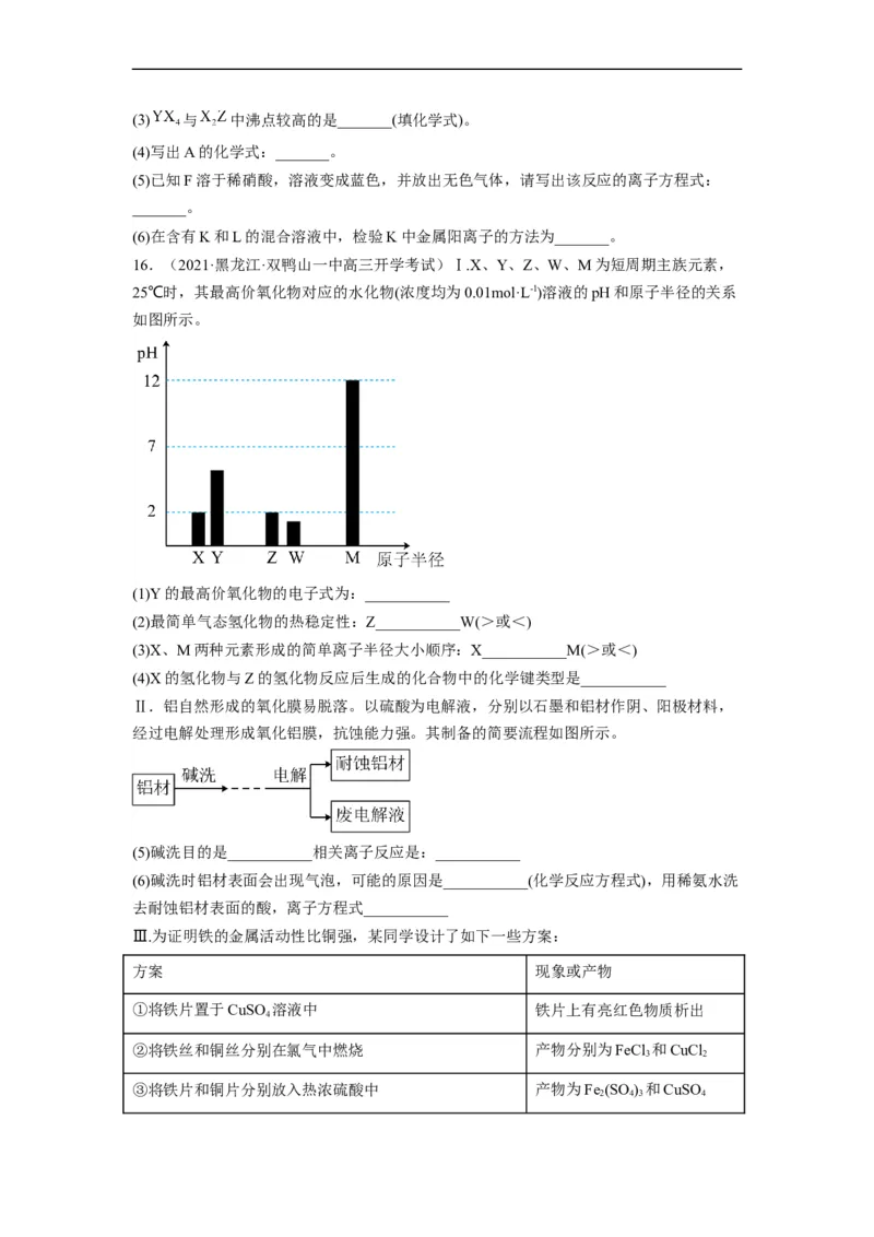 解密05物质结构　元素周期律（分层训练）-高频考点解密2023年高考化学二轮复习讲义+分层训练（全国通用）（原卷版）_05高考化学_通用版（老高考）复习资料_2023年复习资料