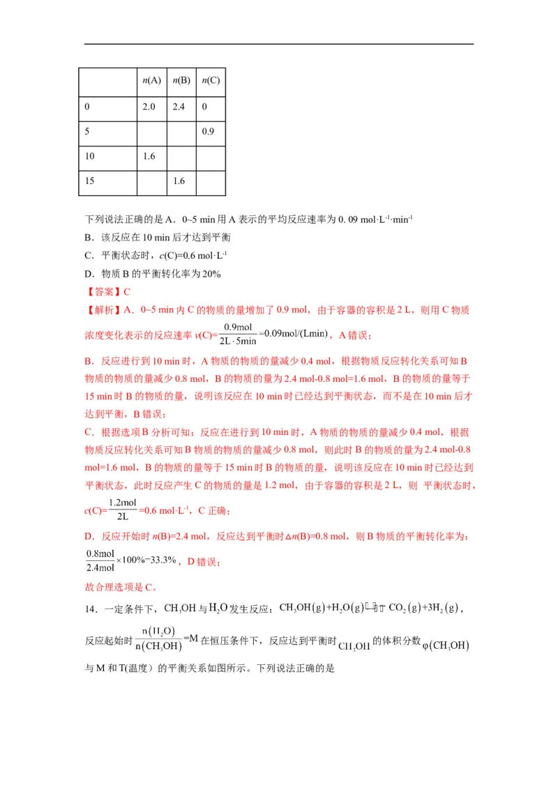 解密07化学反应速率与化学平衡（分层训练）（解析版）_05高考化学_通用版（老高考）复习资料_2023年复习资料_二轮复习