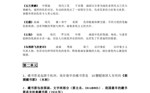 人教版八年级上册美术知识点总结_24秋《初中各科知识点梳理》_初中美术《知识梳理》7-9年级上下册_人教版初中美术7-9年级上下册知识梳理