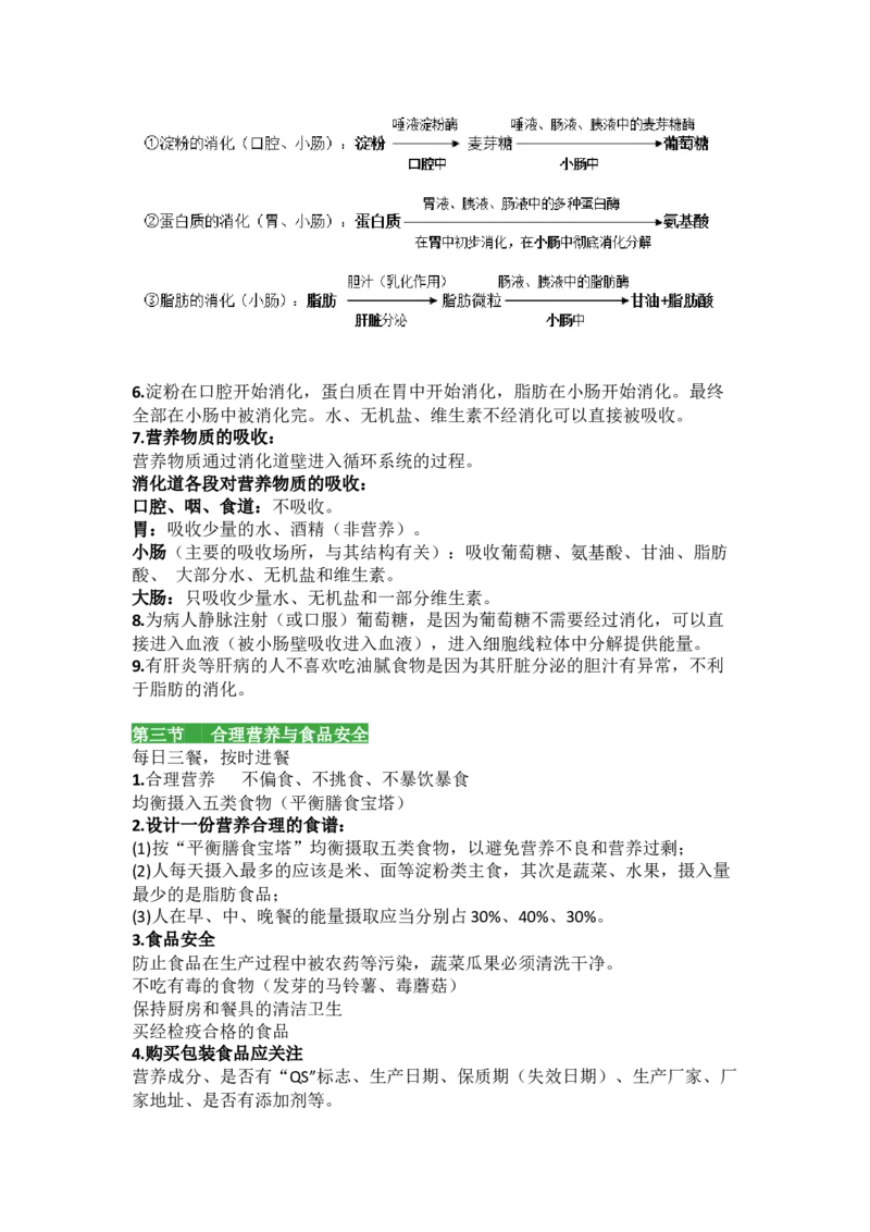 人教版初中生物七年级下册知识点_24秋《初中各科知识点梳理》_初中生物《知识梳理》7-8年级上下册_人教版初中生物7-8年级上下册知识点