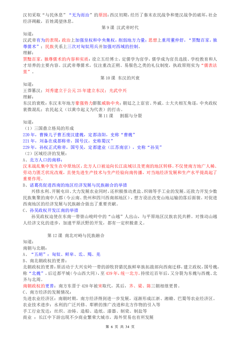 （超详）高中历史知识点归纳汇总_小初高知识点归纳汇总