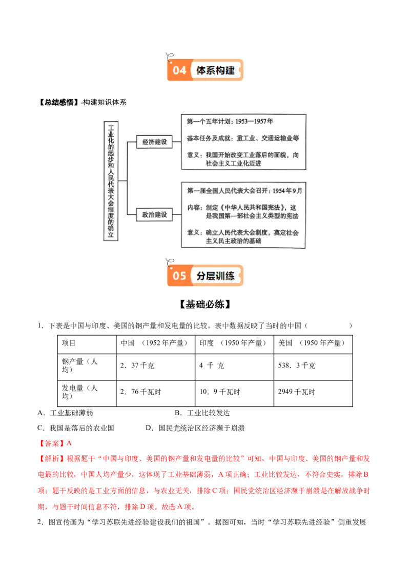 第4课新中国工业化的起步和人民代表大会制度的确立（教师版）_新八下历史_00、更新资料3月23日_第二套(4)_同步讲义-U15_2025版