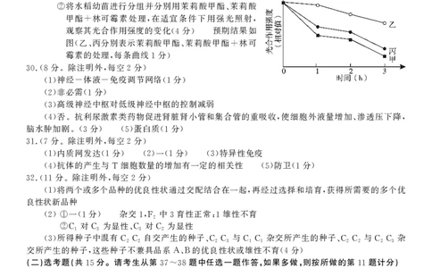 高三生物答案公众号：一枚试卷君_05高考化学_高考模拟题_新高考_河南省开封市2023届高三年级第二次模拟考试理综_河南省开封市2023届高三年级第二次模拟考试理综