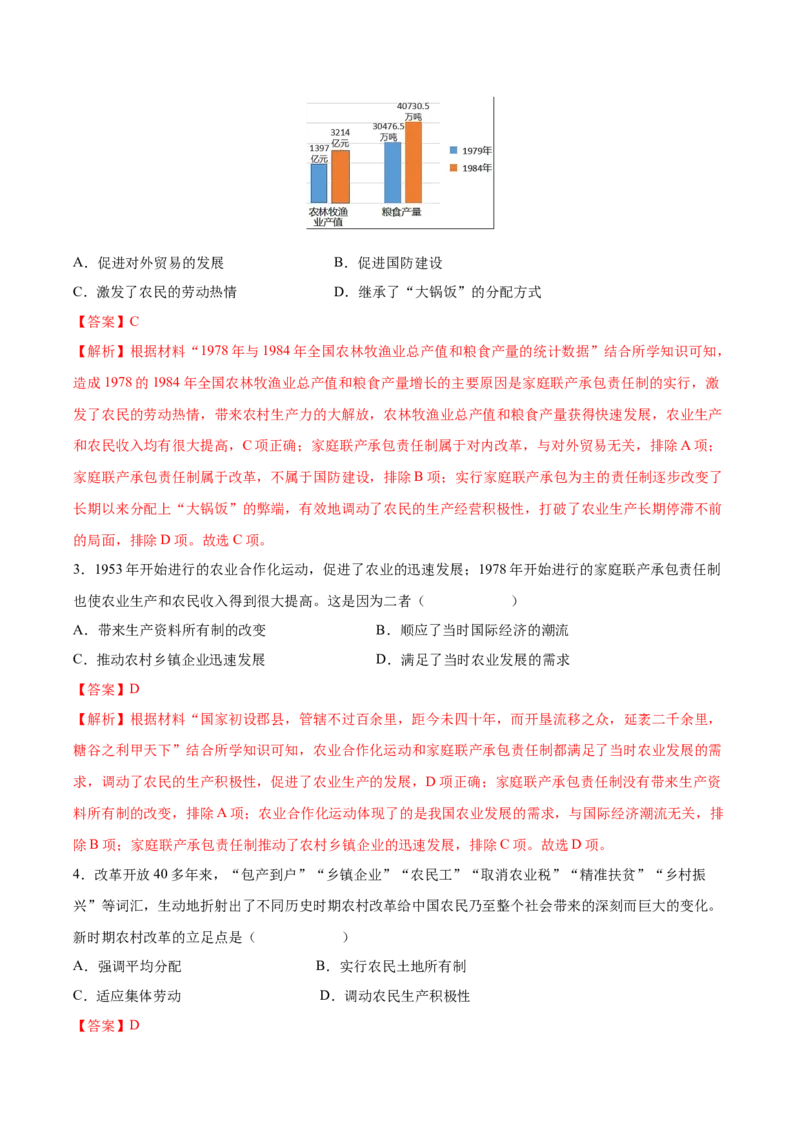 第8课经济体制改革（教师版）_新八下历史_00、更新资料3月23日_第二套(4)_同步讲义-U15_2025版