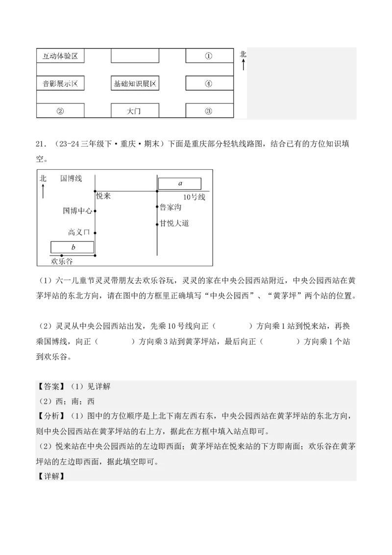 专项突破02：位置与方向（一）解决问题（4大考点）（教师版）-（人教版）_26春人教版数学三下_00、更新资料3月18日_单元复习专项-K48_2025版