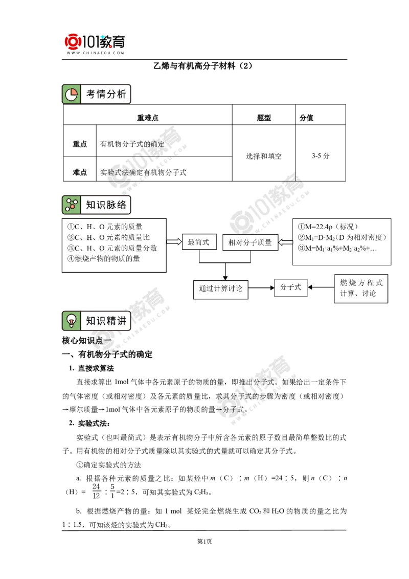 必修2第七章第二节乙烯与有机高分子材料（2）_新人教版高中化学必修一、二_新人教版高中化学必修下册_101教育学（下学期）配套学案和练习
