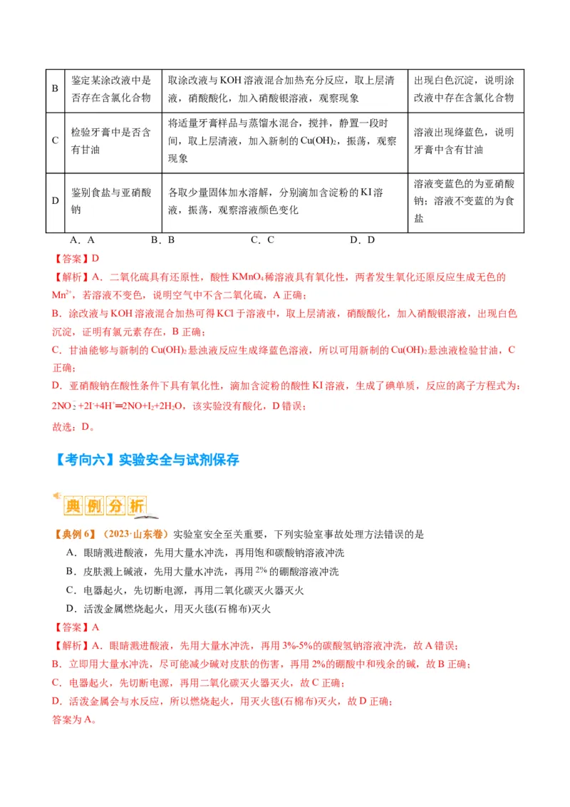 题型07化学实验基础（选择题）（解析版）_05高考化学_2024年新高考资料_2.2024二轮复习_2024年高考化学二轮热点题型归纳与变式演练（新高考通用）