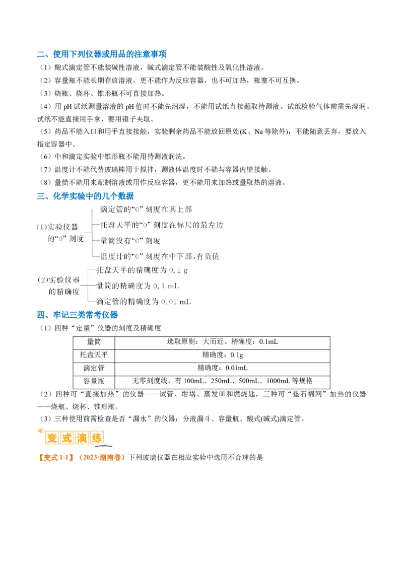 题型07化学实验基础（选择题）（解析版）_05高考化学_2024年新高考资料_2.2024二轮复习_2024年高考化学二轮热点题型归纳与变式演练（新高考通用）