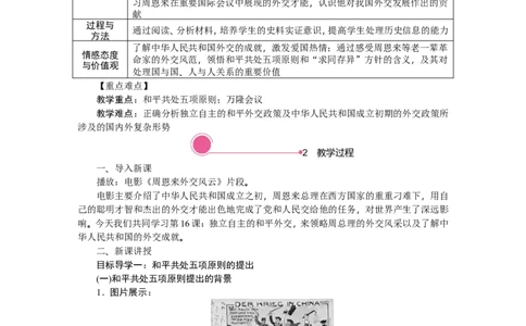 第16课　独立自主的和平外交_新八下历史_19、赠送其它资料_旧版_03课件+教案8下历史_八年级下册历史教案2