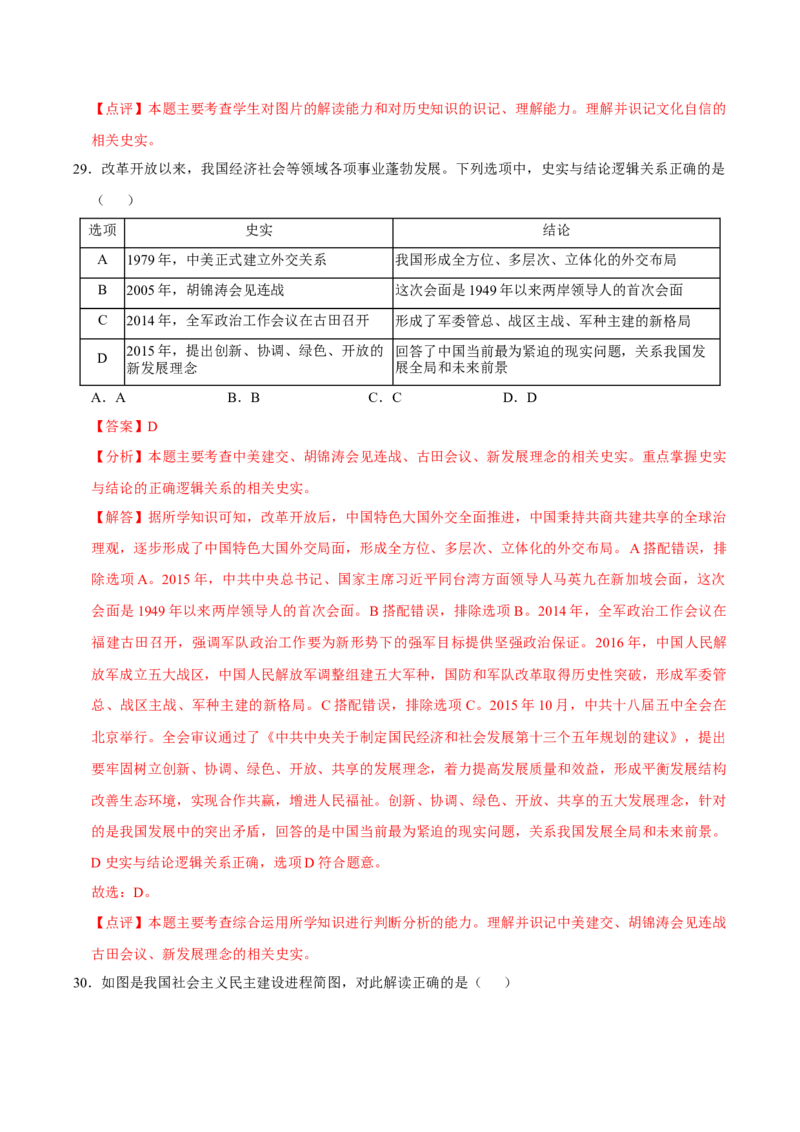 八下期末复习（选择题）解题指导+拔高题专项50练（教师版）_新八下历史_00、更新资料3月23日_第二套(4)_期末专项复习-U269_2025版