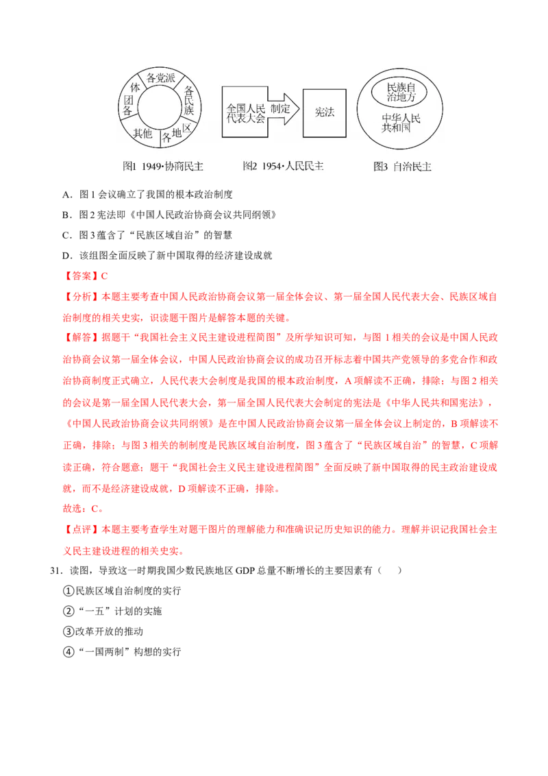 八下期末复习（选择题）解题指导+拔高题专项50练（教师版）_新八下历史_00、更新资料3月23日_第二套(4)_期末专项复习-U269_2025版
