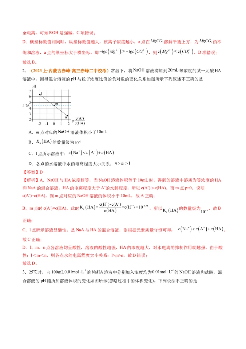 题型14电解质溶液（解析版）_05高考化学_2024年新高考资料_2.2024二轮复习_2024年高考化学二轮热点题型归纳与变式演练（新高考通用）