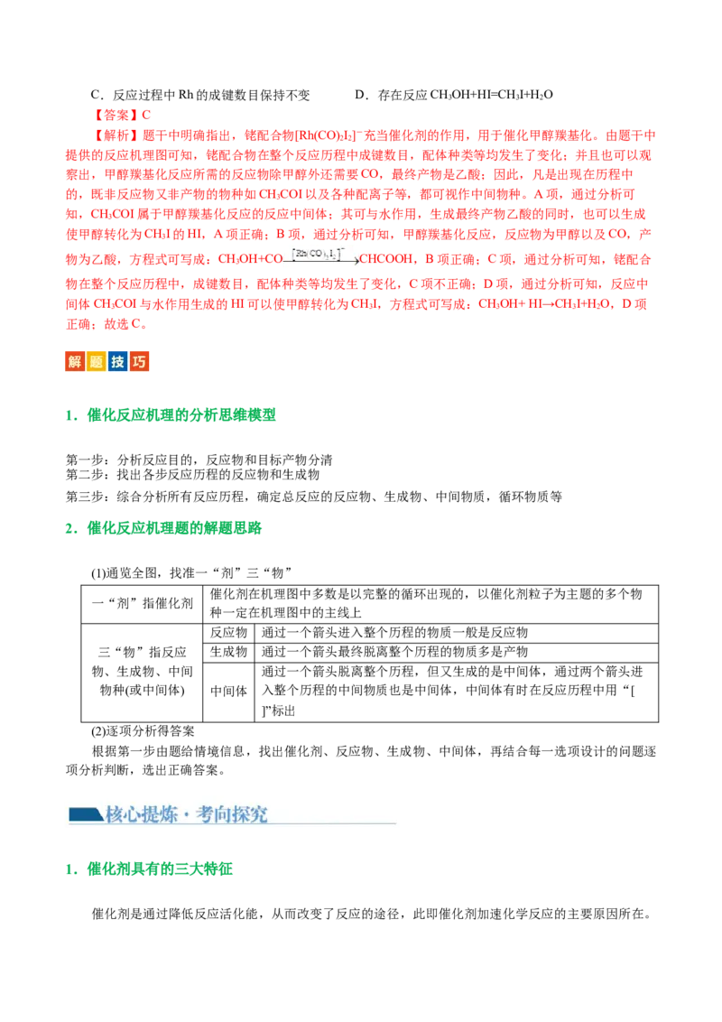 重难点突破反应机理的图象分析与应用(解析版)_05高考化学_2024年新高考资料_2.2024二轮复习_2024年高考化学二轮复习讲练测（新教材新高考）