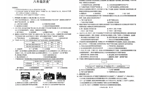 8历期中安徽省淮南第九中学2024-2025学年八年级下学期4月期中历史试题_新八下历史_13、月考真题试卷
