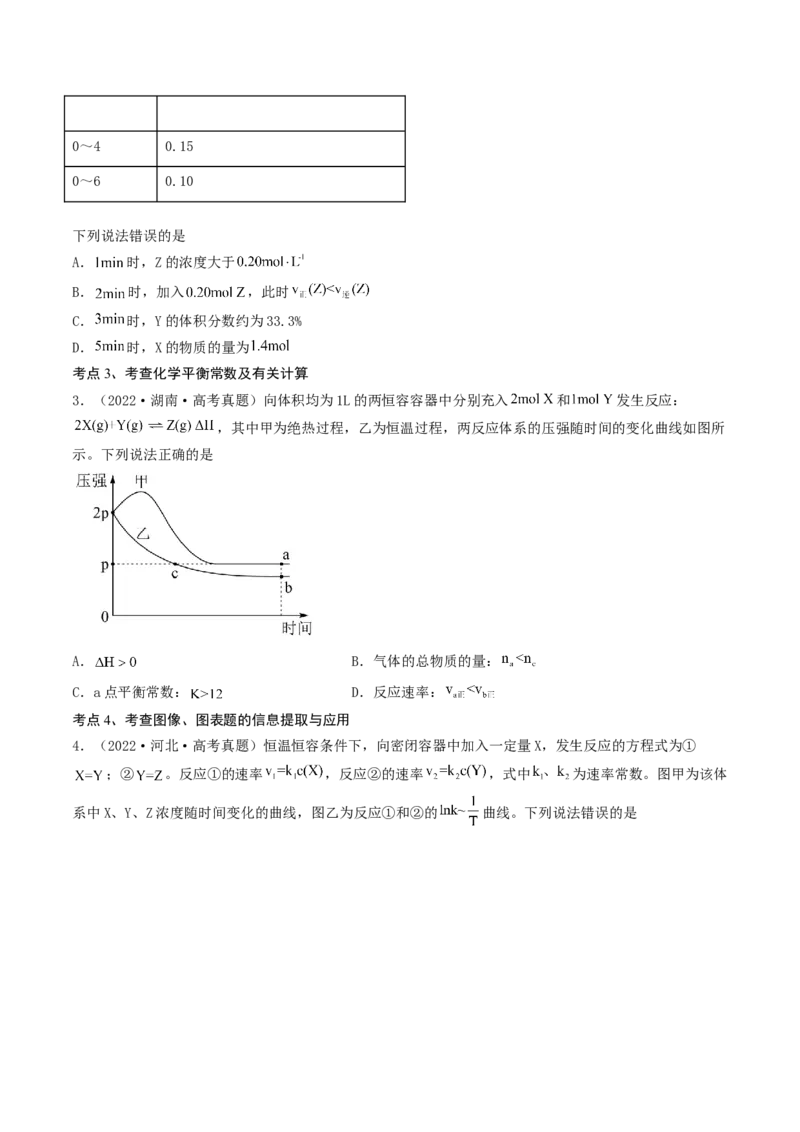 高考解密07化学反应速率与化学平衡（讲义）-高频考点解密2023年高考化学二轮复习讲义+分层训练（新高考专用）（原卷版）_05高考化学_新高考复习资料_2023年新高考资料_二轮复习