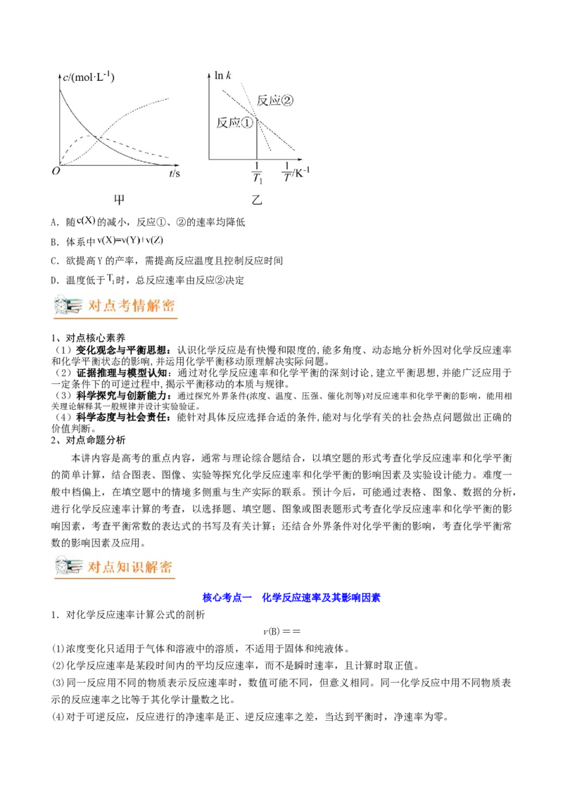高考解密07化学反应速率与化学平衡（讲义）-高频考点解密2023年高考化学二轮复习讲义+分层训练（新高考专用）（原卷版）_05高考化学_新高考复习资料_2023年新高考资料_二轮复习