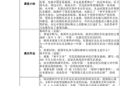 第17课推进国防军队建设和外交工作表格式教案_新八下历史_00、更新资料3月23日_新版_第三套_第二套_2026春季新版-持续更新中_04教学设计