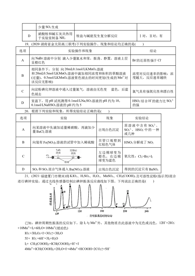 解密07非金属及其化合物(集训)(原卷版)_05高考化学_新高考复习资料_2021新高考资料_高频考点解密2021年高考化学二轮复习讲义+分层训练4.7更新