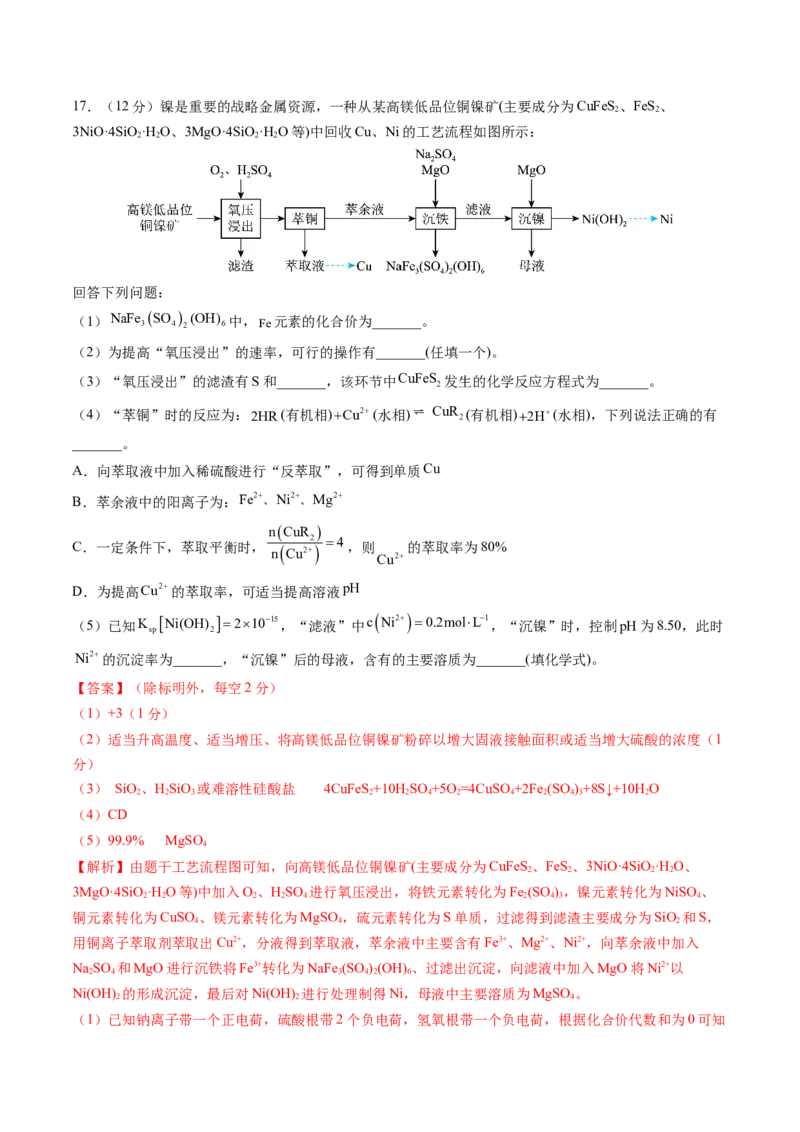 黄金卷01-赢在高考&middot;黄金8卷备战2024年高考化学模拟卷（山东专用）（解析版）_05高考化学_2024年新高考资料_4.2024高考模拟预测试卷