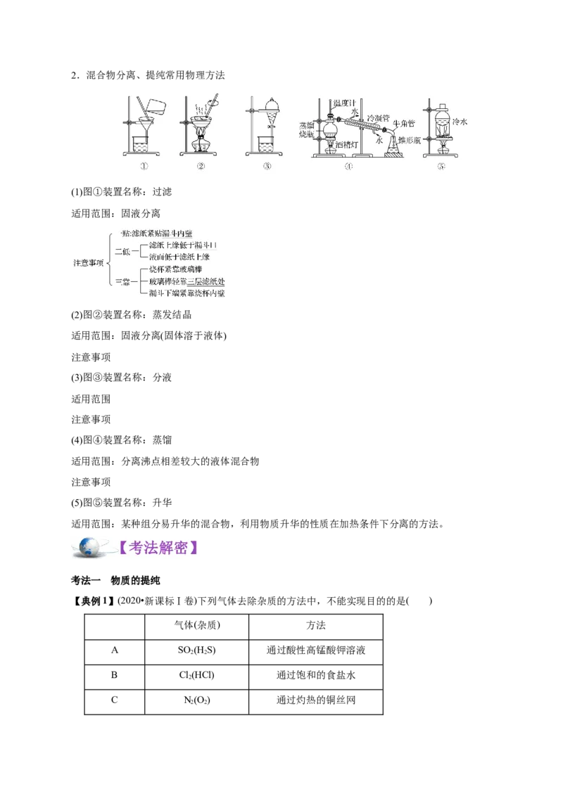 解密11化学实验(讲义)_05高考化学_新高考复习资料_2021新高考资料_高频考点解密2021年高考化学二轮复习讲义+分层训练（浙江专版）3.28更新