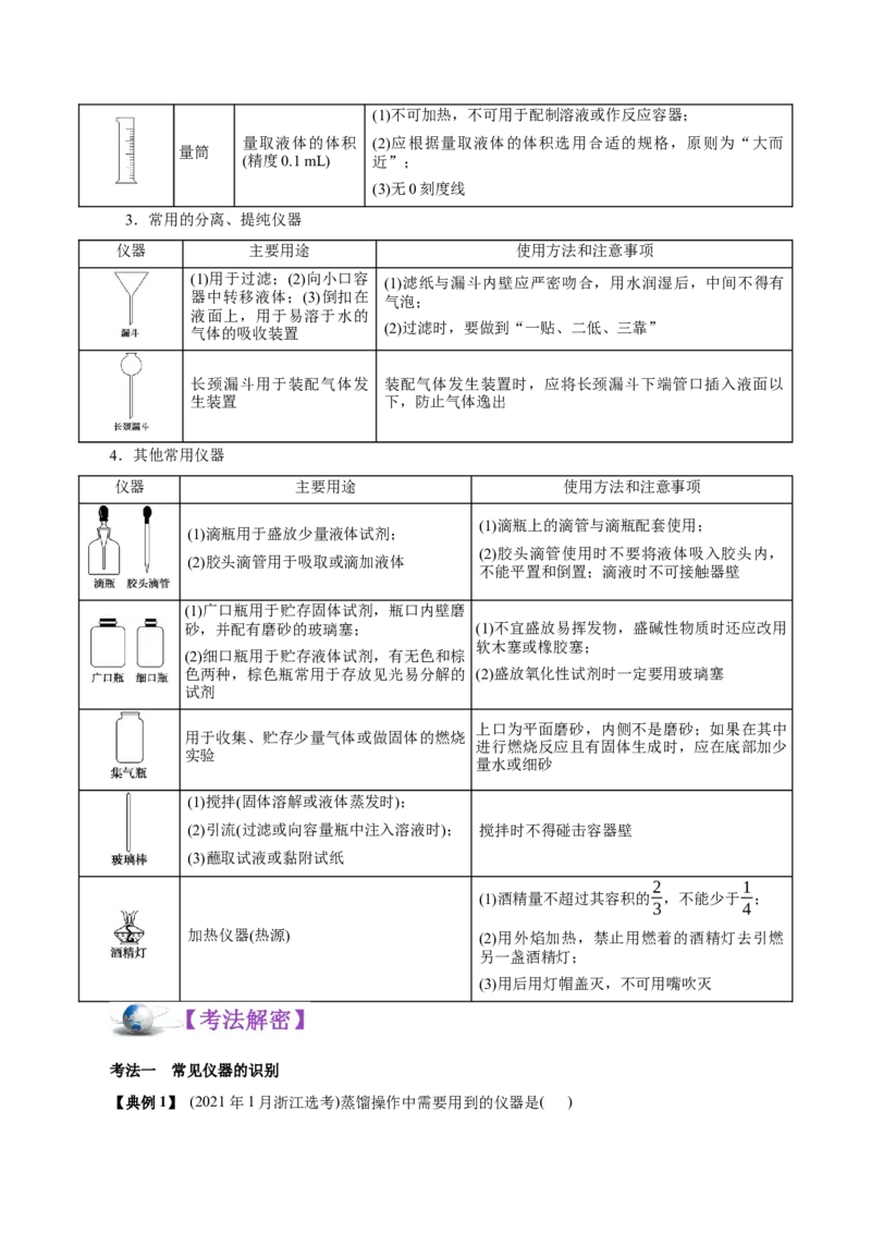 解密11化学实验(讲义)_05高考化学_新高考复习资料_2021新高考资料_高频考点解密2021年高考化学二轮复习讲义+分层训练（浙江专版）3.28更新