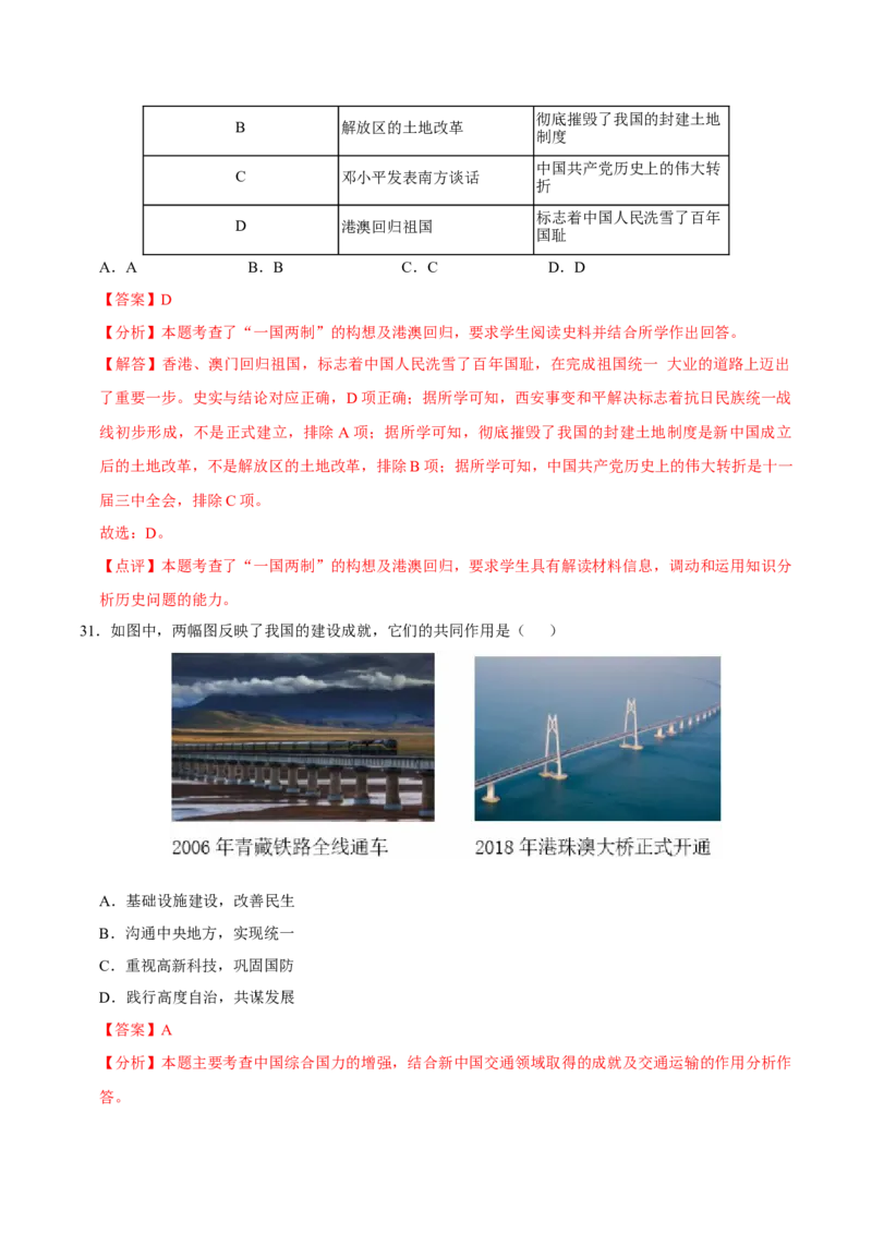 八下期末复习（选择题）解题指导+热考题专项50练（教师版）_新八下历史_00、更新资料3月23日_第二套(4)_期末专项复习-U269_2025版