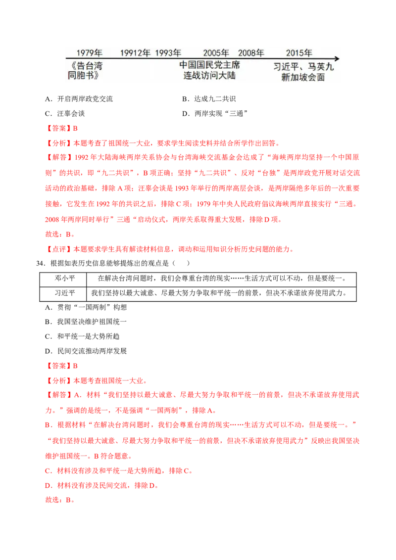 八下期末复习（选择题）解题指导+热考题专项50练（教师版）_新八下历史_00、更新资料3月23日_第二套(4)_期末专项复习-U269_2025版