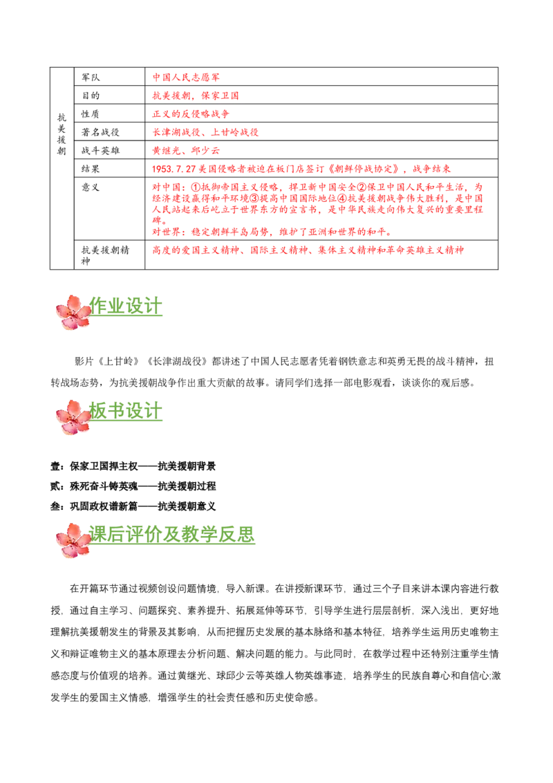 第2课抗美援朝（教学设计）-（部编版）_新八下历史_00、更新资料3月23日_第二套(4)_教学设计