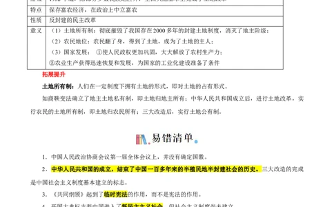考点清单01++第1_3单元（考点清单）-2023-2024学年八年级历史下册期末满分冲刺复习攻略_新八下历史_19、赠送其它资料_旧版_12复习课件8下历史