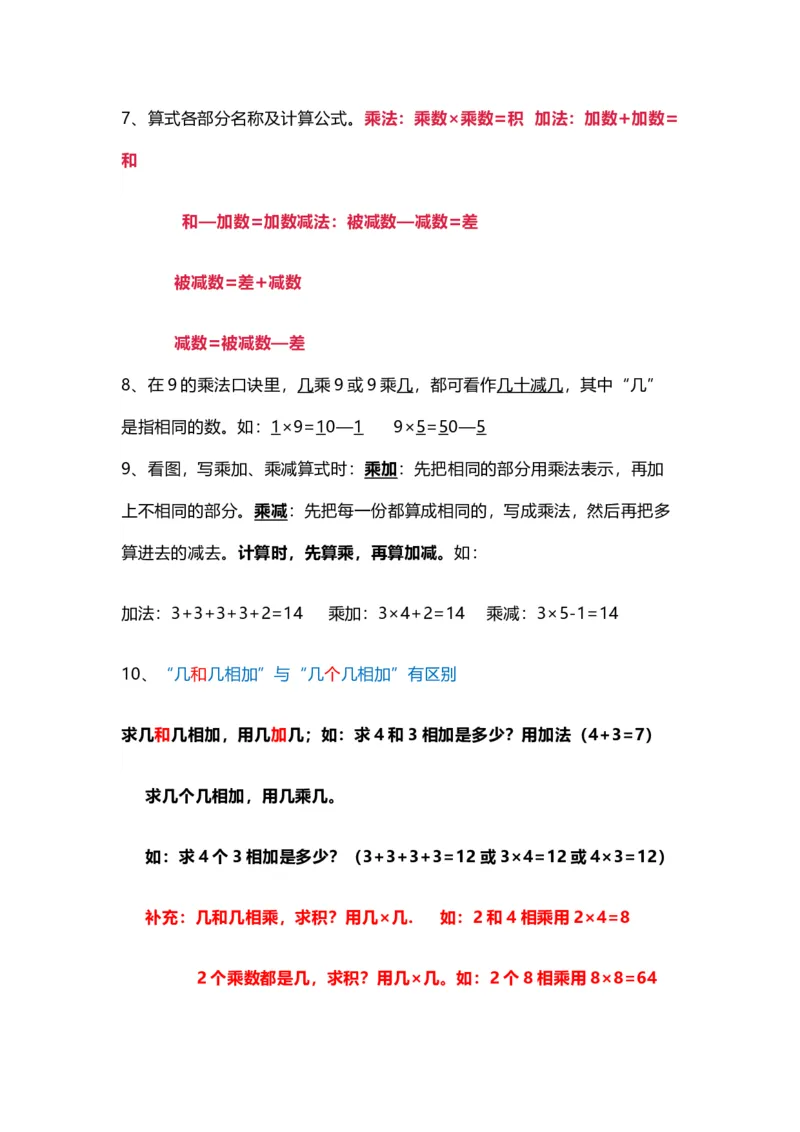 人教版数学二年级上册知识点汇总_《小学各科知识点》_小学数学《知识梳理》1-6年级上下册_上册_人教版小学数学1-6年级上册知识汇总